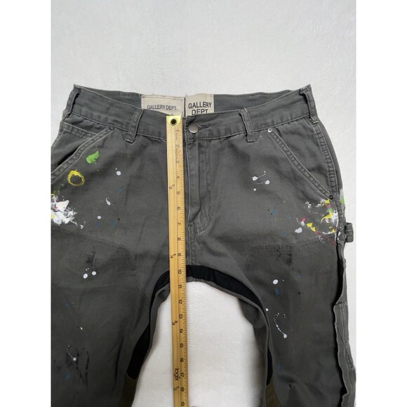 Gallery Dept. Men's W32 L31 Flared Leg Green Carpenter Paint Splatter Pants - Picture 9 of 13